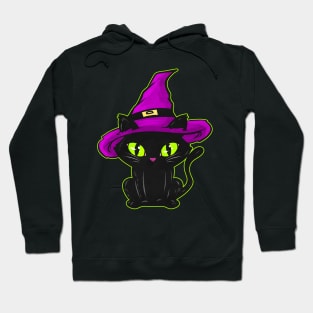 Cute Black Cat With Witch Hat For Halloween Hoodie